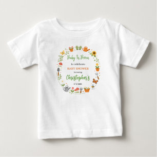 Baby i Bloom Trädgårds Baby Shower Söt Blommig T Shirt