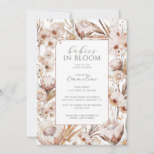 Baby i Bloom Twillingars Wildblomma Boho Baby Show Inbjudningar