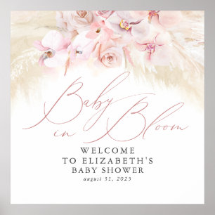 Baby i Bloom - Välkomstskylt för babyskor Poster