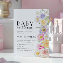 Baby i Bloom Vår Blommar Blommigt Baby Shower Inbjudningar