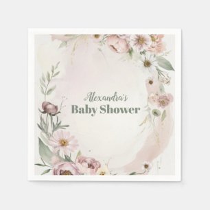 Baby i Bloom  Vår Blommigt Baby Shower Pappersservett