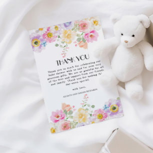Baby i Bloom Vår Blommigt Girl Baby Shower Tack Kort