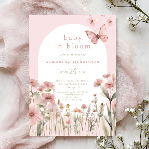 Baby i Bloom vår-fjärilshuset, jaktblommor Inbjudningar