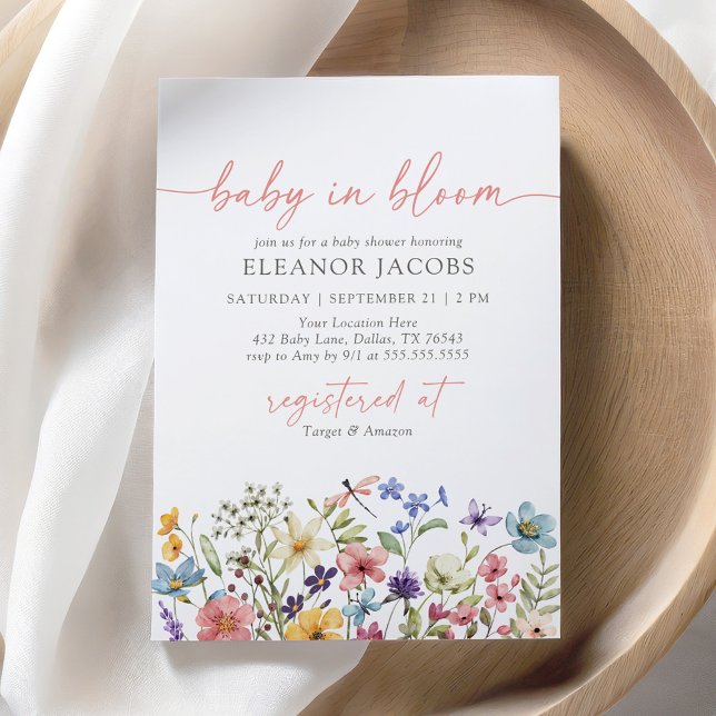 Baby i Bloom Vår Wildblomme Baby Shower Inbjudningar (Skapare uppladdad)