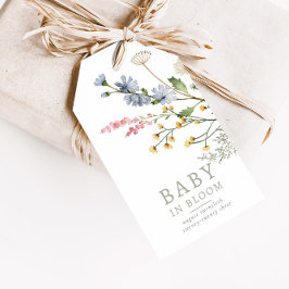 Baby i Bloom Vår Wildbloms Blommigt Baby favor Presentetikett