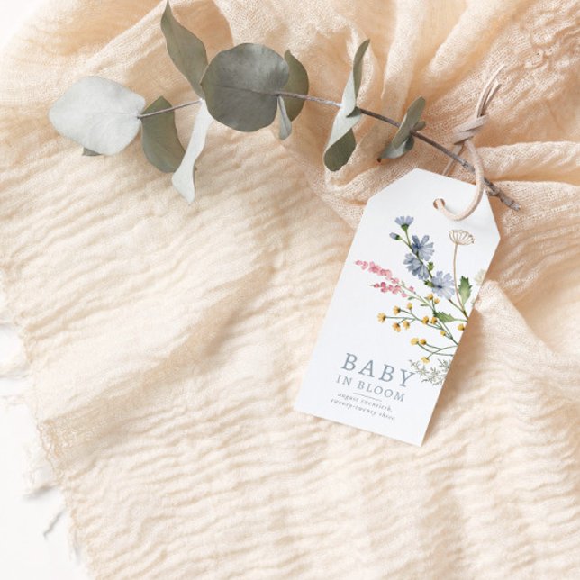 Baby i Bloom Vår Wildbloms Blommigt Baby favor Presentetikett (Skapare uppladdad)