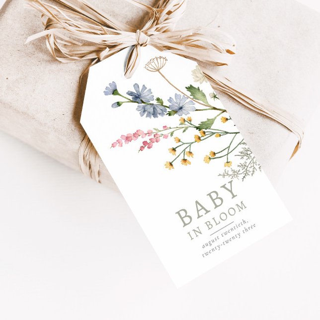 Baby i Bloom Vår Wildbloms Blommigt Baby favor Presentetikett (Skapare uppladdad)