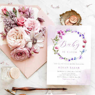 Baby i Bloom Vår Wildbloms Blommigt Baby Shower Inbjudningar