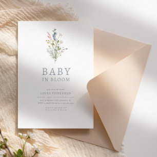 Baby i Bloom Vår Wildbloms Blommigt Baby Shower Inbjudningar