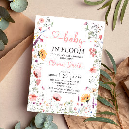 Baby i Bloom Vår Wildbloms Blommigt Baby Shower Inbjudningar