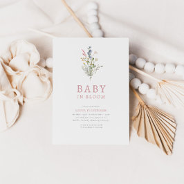 Baby i Bloom Vår Wildbloms Blommigt Baby Shower Inbjudningar
