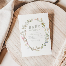 Baby i Bloom Vår Wildbloms Blommigt Baby Shower Inbjudningar