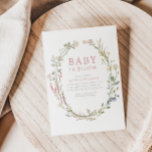 Baby i Bloom Vår Wildbloms Blommigt Baby Shower Inbjudningar<br><div class="desc">Det finns en BABY I BLOOM! Fira din snart blivande vildblomma med vår handmålade torra blommigt-boho-duschsamling. Den här designen har vackra vattenfärgblommor i en arrangemang krans och är otroligt snyggt och elegant. Den här utformningen är helt anpassade och kommer i en rad olika färgbanor med Vår-teman!</div>