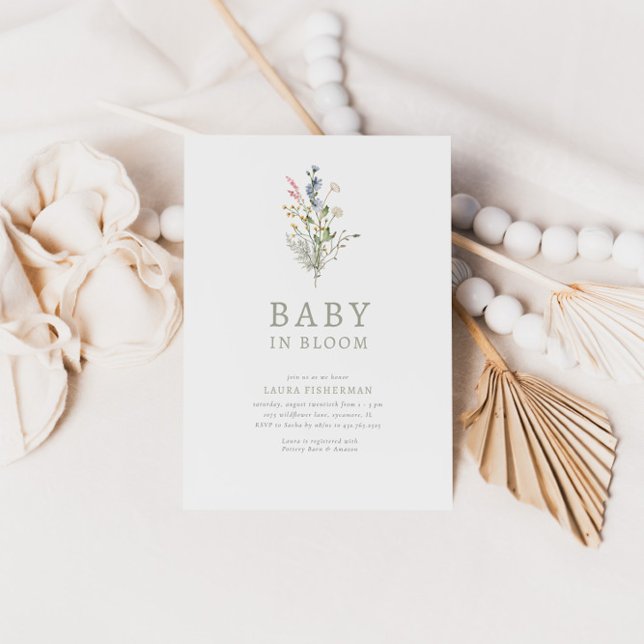 Baby i Bloom Vår Wildbloms Blommigt Baby Shower Inbjudningar (Skapare uppladdad)