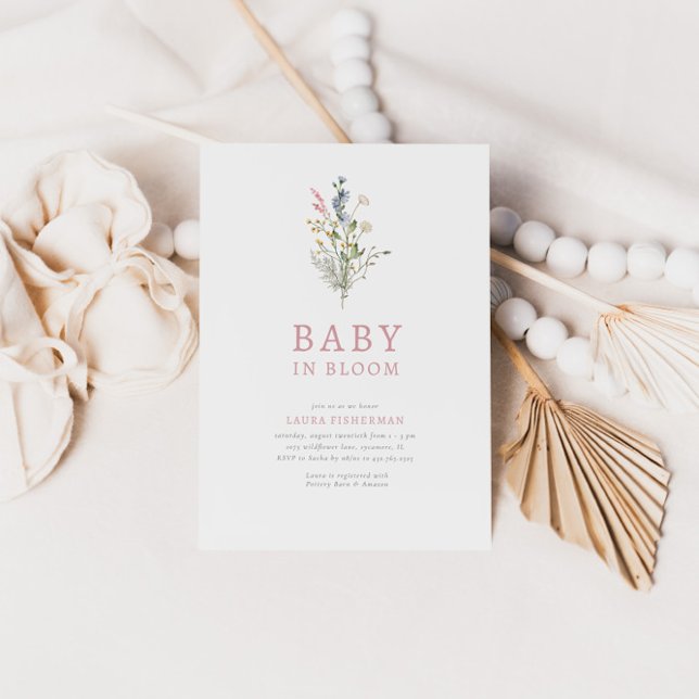 Baby i Bloom Vår Wildbloms Blommigt Baby Shower Inbjudningar (Skapare uppladdad)