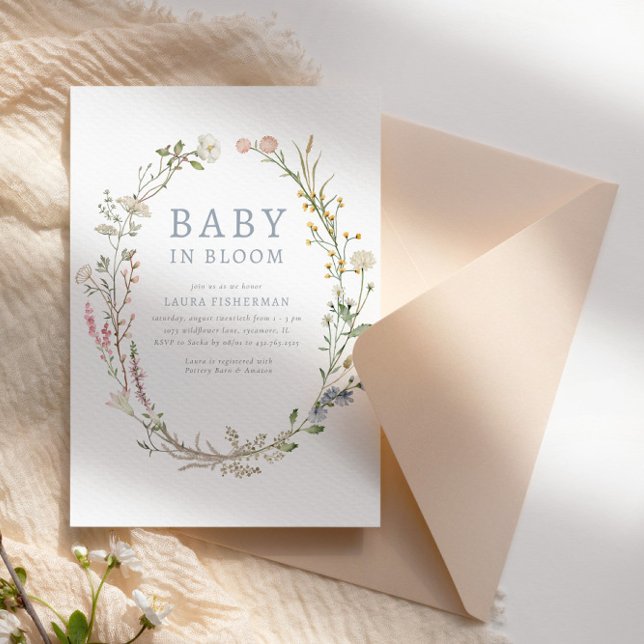 Baby i Bloom Vår Wildbloms Blommigt Baby Shower Inbjudningar (Skapare uppladdad)