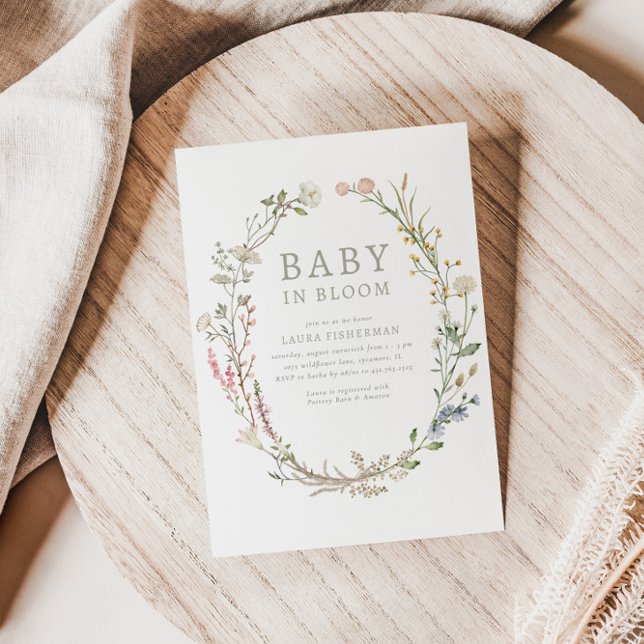 Baby i Bloom Vår Wildbloms Blommigt Baby Shower Inbjudningar (Skapare uppladdad)