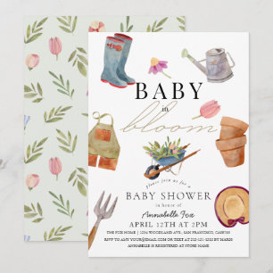 Baby i Bloom Verktyg Baby Shower Invati Inbjudningar