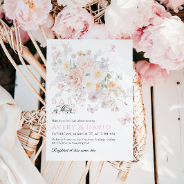 Baby i Bloom Vild Flower Butterfly Baby Shower Inbjudningar