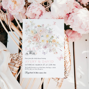 Baby i Bloom Vild Flower Butterfly Baby Shower Inbjudningar