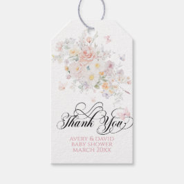 Baby i Bloom Vild Flower Butterfly Baby Shower Presentetikett