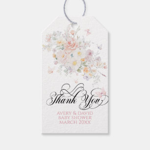 Baby i Bloom Vild Flower Butterfly Baby Shower Presentetikett