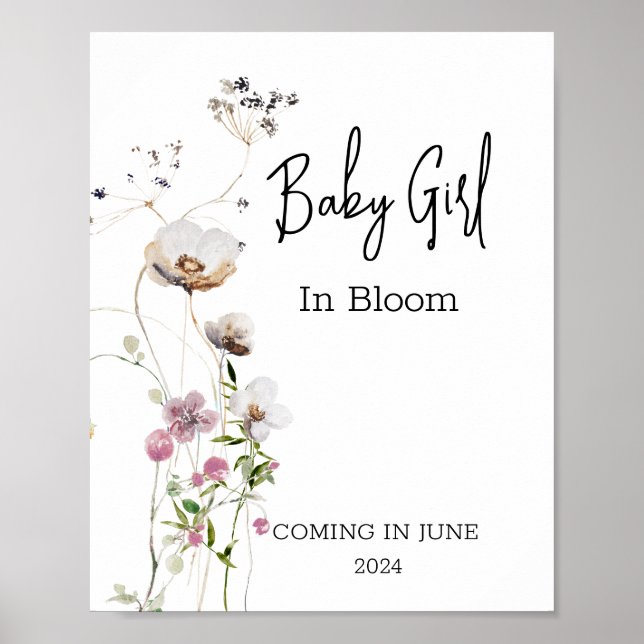 Baby i Bloom Vild Flower Shower Girl Poster (Framsidan)