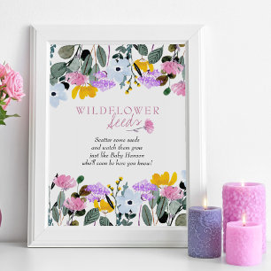 Baby i Bloom Vilda Blommor Baby Shower Fröpresente Poster