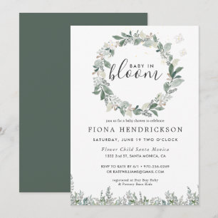 Baby i Bloom Vit Blommigt Greenery Baby Shower