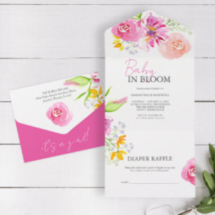 Baby i Bloom Watercolor Baby Shower-inbjudningar