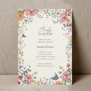 Baby i Bloom Watercolor Baby Shower Inbjudningar