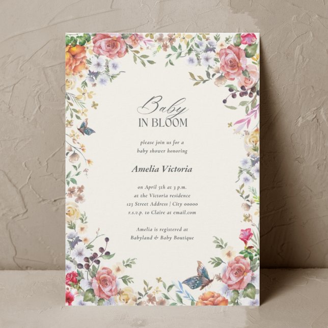 Baby i Bloom Watercolor Baby Shower Inbjudningar (Skapare uppladdad)