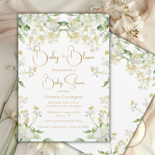 Baby i Bloom Watercolor Blommigt Baby Shower Inbjudningar
