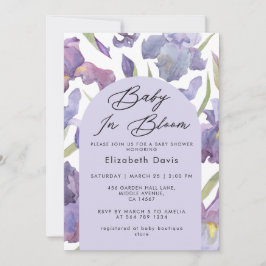 Baby i Bloom Watercolor Iris Vår Baby Shower Inbjudningar
