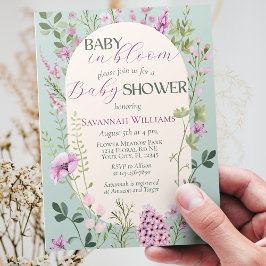 Baby i Bloom Watercolor WildblommBaby Shower Inbjudningar