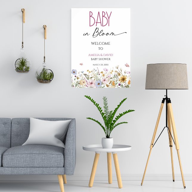 Baby i Bloom Watercolor Wildbloms välkomstplats Poster (Skapare uppladdad)
