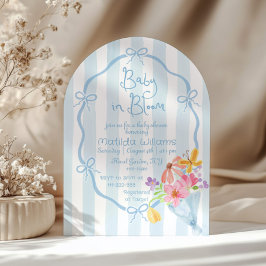 Baby i Bloom Whimsical Blue och rosa Baby dusch Inbjudningar