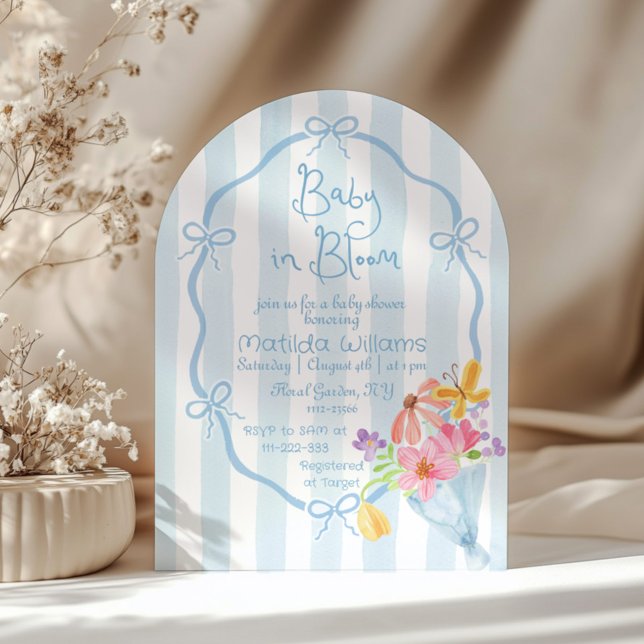 Baby i Bloom Whimsical Blue och rosa Baby dusch Inbjudningar (Skapare uppladdad)