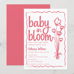 Baby i Bloom Whimsical HandDrawn Girl Baby Shower Inbjudningar