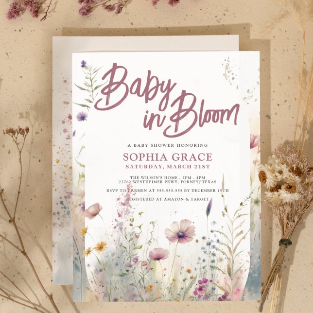 Baby i Bloom Whimsical Wildblomme Baby Shower Inbjudningar (Skapare uppladdad)