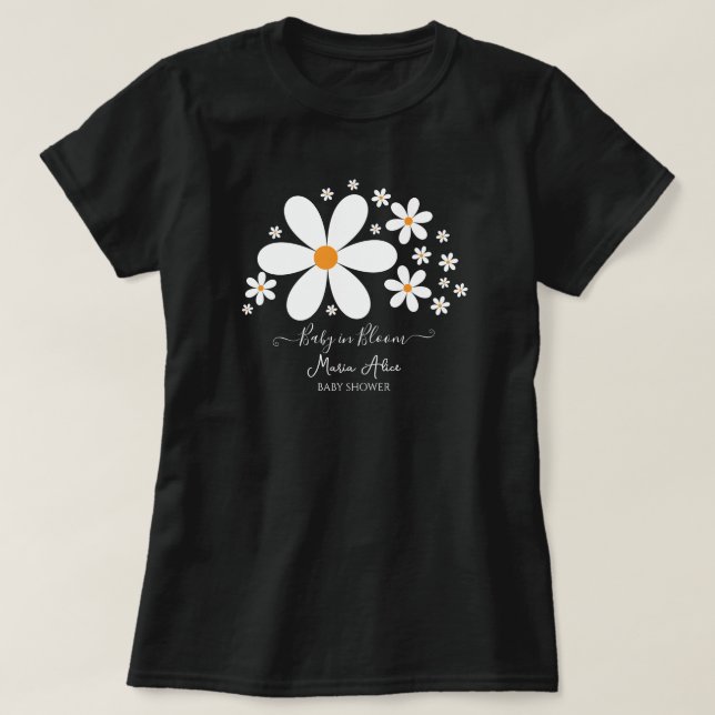 Baby i Bloom White Daisy Baby Shower T Shirt (Design framsida)