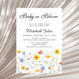 Baby i Bloom WildblomBaby Shower Inbjudningar