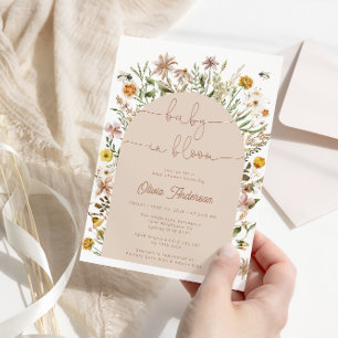 Baby i Bloom WildblomBoho Baby Shower Inbjudningar