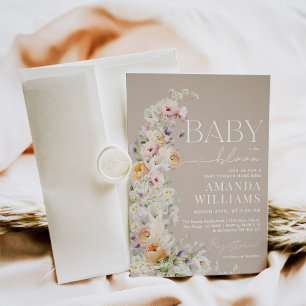 Baby i Bloom WildblomBoho Baby Shower Inbjudningar