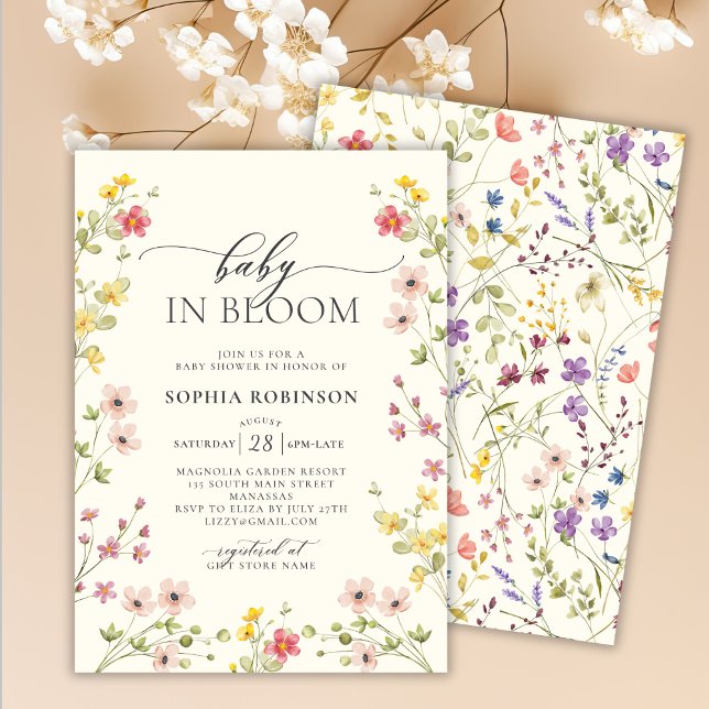 Baby i Bloom WildblomBoho Baby Shower Inbjudningar (Skapare uppladdad)