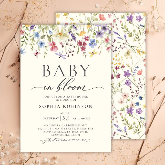 Baby i Bloom WildblomBoho Baby Shower Inbjudningar (Skapare uppladdad)
