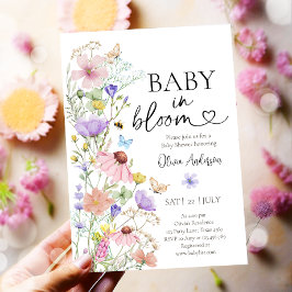 Baby i Bloom WildblomButterflies Baby Shower Inbjudningar