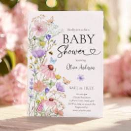 Baby i Bloom WildblomButterflies Baby Shower Inbjudningar