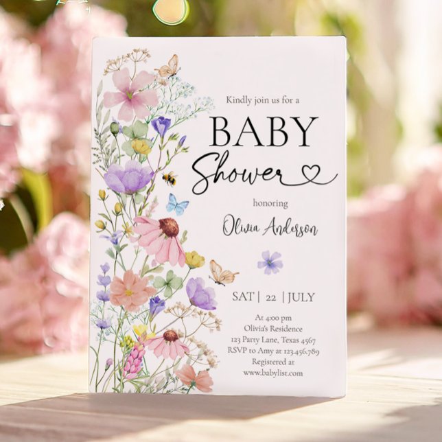 Baby i Bloom WildblomButterflies Baby Shower Inbjudningar (Skapare uppladdad)
