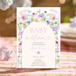 Baby i Bloom WildblomButterflies Baby Shower Inbjudningar
